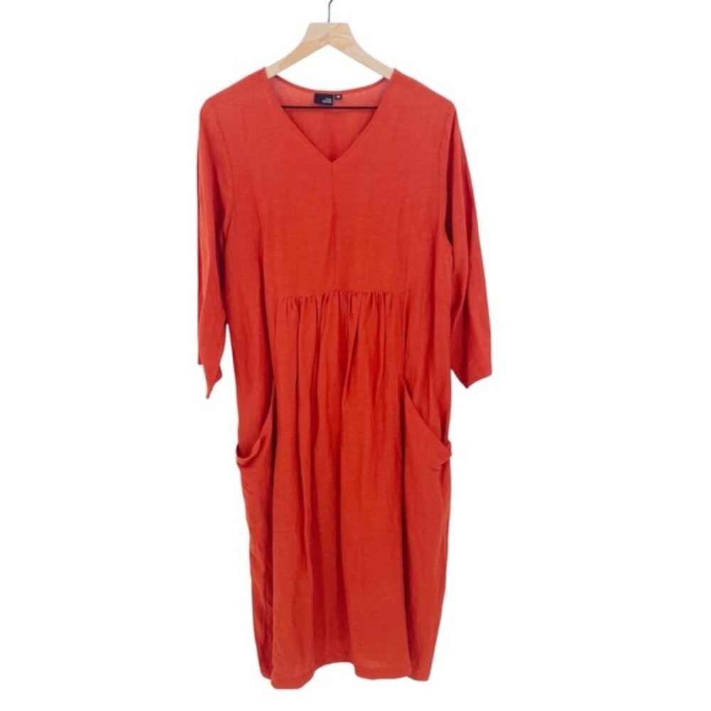 Lisa Bayne Oversized Linen Midi Dress Medium